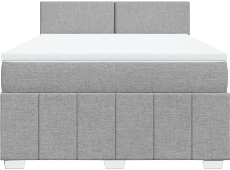 vidaXL Κρεβάτι Boxspring με Στρώμα Ανοιχτό Γκρι 140x200 εκ. Υφασμάτινο
