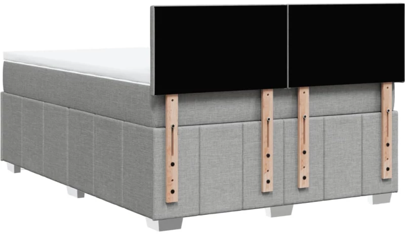 vidaXL Κρεβάτι Boxspring με Στρώμα Ανοιχτό Γκρι 140x200 εκ. Υφασμάτινο