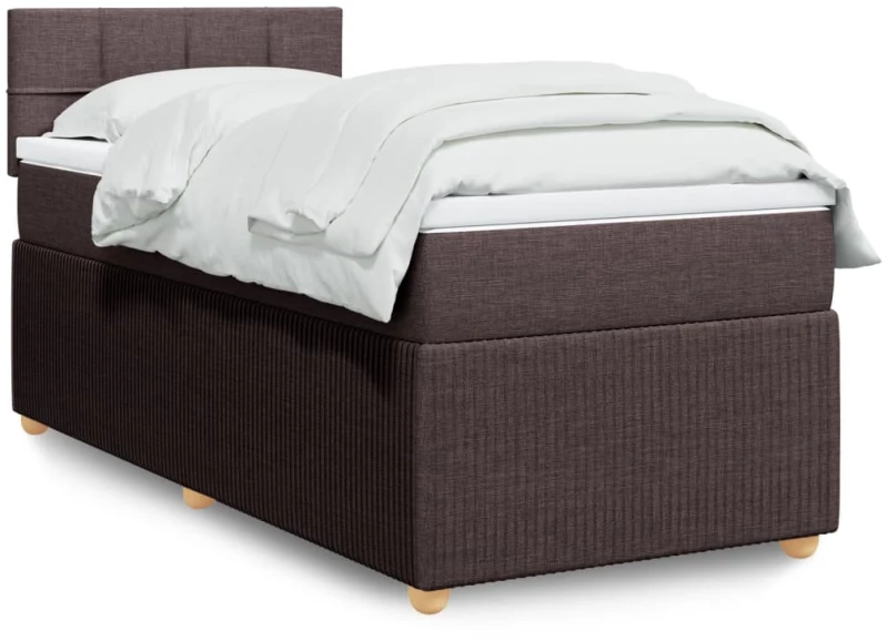 vidaXL Κρεβάτι Boxspring με Στρώμα Σκούρο Καφέ 80x200 εκ. Υφασμάτινο