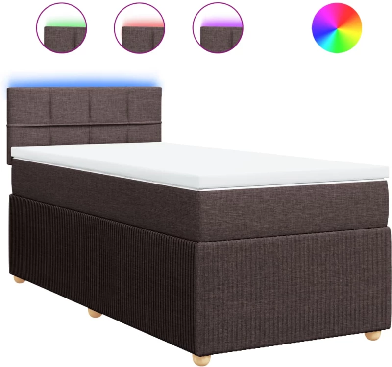 vidaXL Κρεβάτι Boxspring με Στρώμα Σκούρο Καφέ 80x200 εκ. Υφασμάτινο