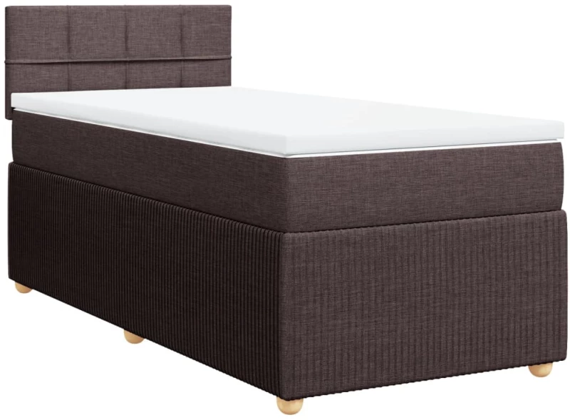 vidaXL Κρεβάτι Boxspring με Στρώμα Σκούρο Καφέ 80x200 εκ. Υφασμάτινο
