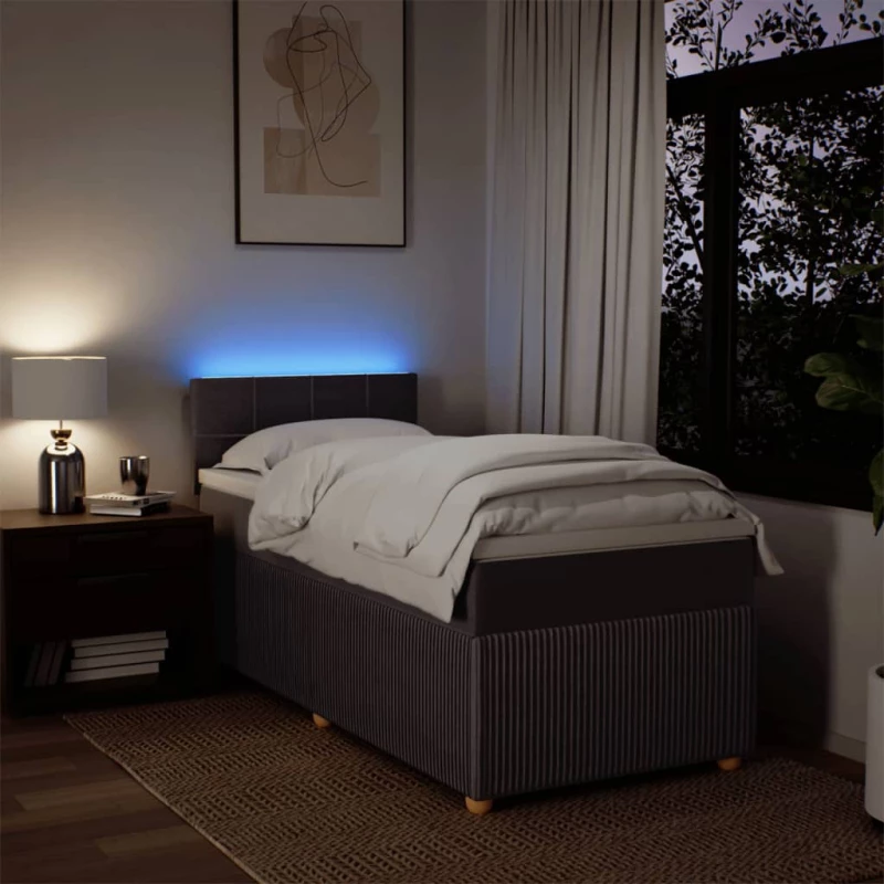 vidaXL Κρεβάτι Boxspring με Στρώμα Σκούρο Καφέ 80x200 εκ. Υφασμάτινο