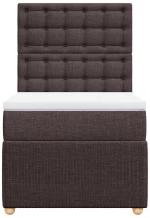 vidaXL Κρεβάτι Boxspring με Στρώμα Σκούρο Καφέ 100x200 εκ. Υφασμάτινο