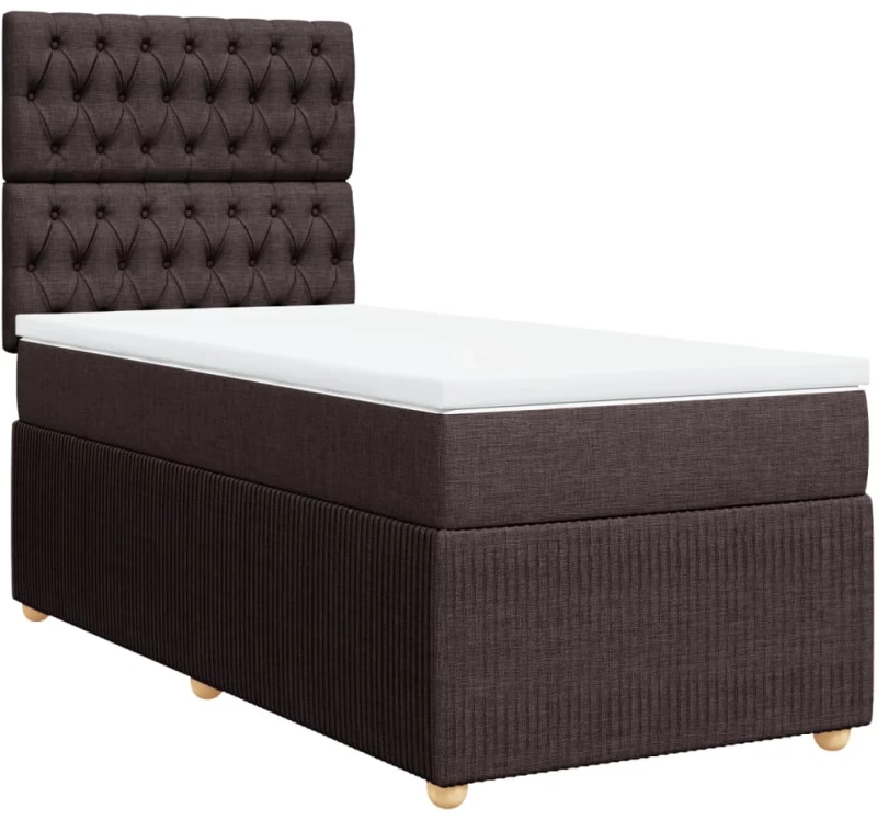 vidaXL Κρεβάτι Boxspring με Στρώμα Σκούρο Καφέ 100x200 εκ. Υφασμάτινο