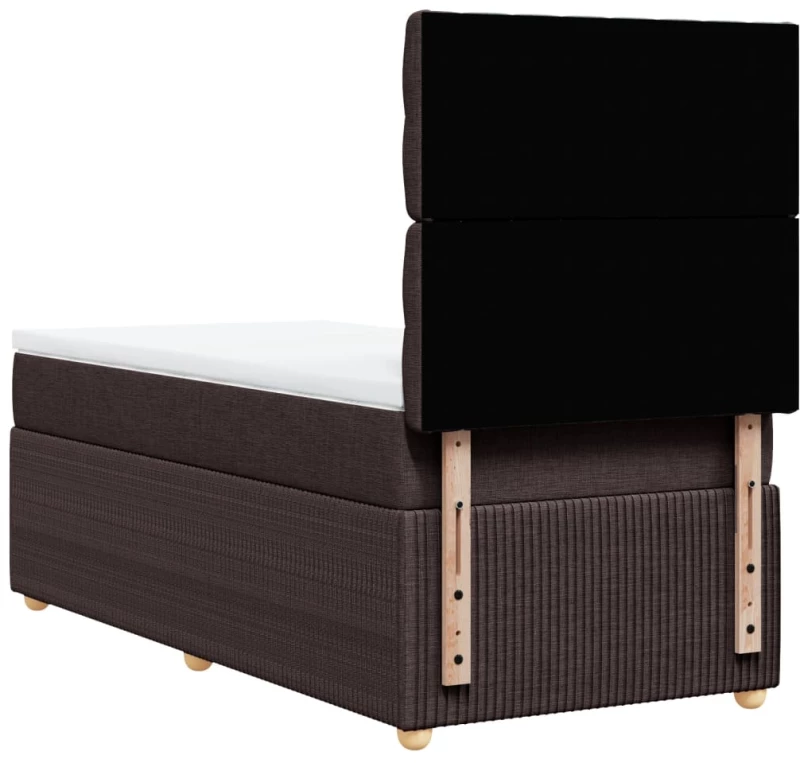vidaXL Κρεβάτι Boxspring με Στρώμα Σκούρο Καφέ 100x200 εκ. Υφασμάτινο