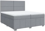 vidaXL Κρεβάτι Boxspring με Στρώμα Ανοιχτό Γκρι 200x200 εκ. Υφασμάτινο
