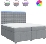 vidaXL Κρεβάτι Boxspring με Στρώμα Ανοιχτό Γκρι 200x200 εκ. Υφασμάτινο