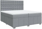 vidaXL Κρεβάτι Boxspring με Στρώμα Ανοιχτό Γκρι 200x200 εκ. Υφασμάτινο