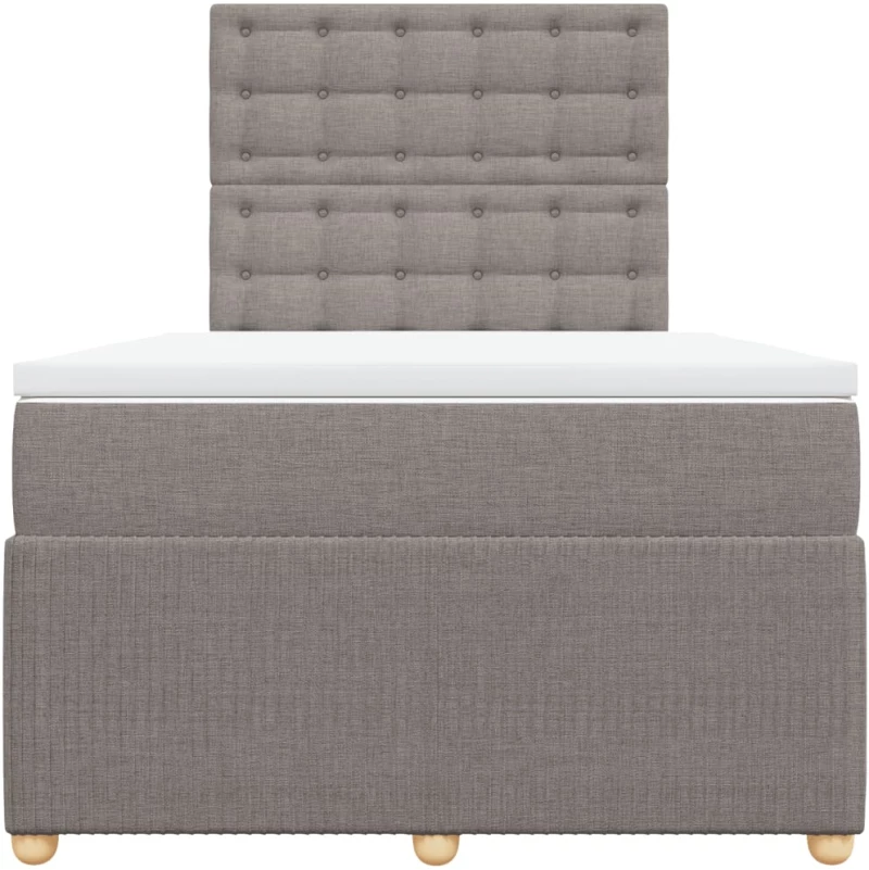 vidaXL Κρεβάτι Boxspring με Στρώμα Taupe 120x190 εκ. Υφασμάτινο