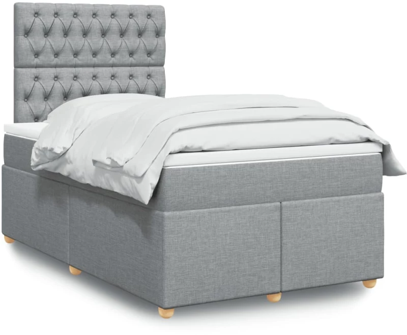 vidaXL Κρεβάτι Boxspring με Στρώμα Ανοιχτό Γκρι 120x190 εκ. Υφασμάτινο