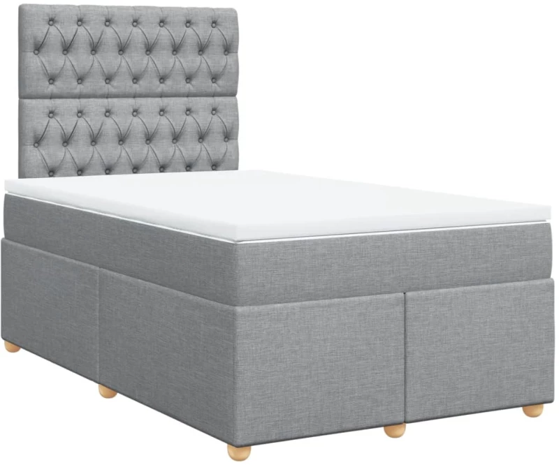 vidaXL Κρεβάτι Boxspring με Στρώμα Ανοιχτό Γκρι 120x190 εκ. Υφασμάτινο
