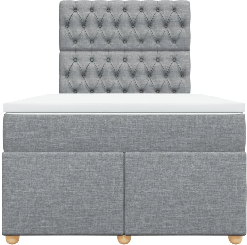 vidaXL Κρεβάτι Boxspring με Στρώμα Ανοιχτό Γκρι 120x190 εκ. Υφασμάτινο