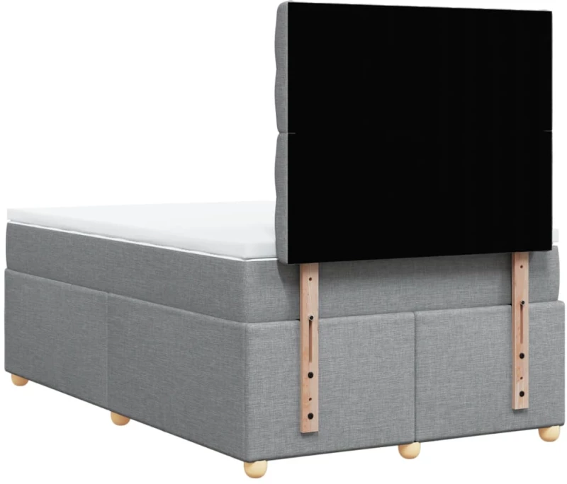 vidaXL Κρεβάτι Boxspring με Στρώμα Ανοιχτό Γκρι 120x190 εκ. Υφασμάτινο