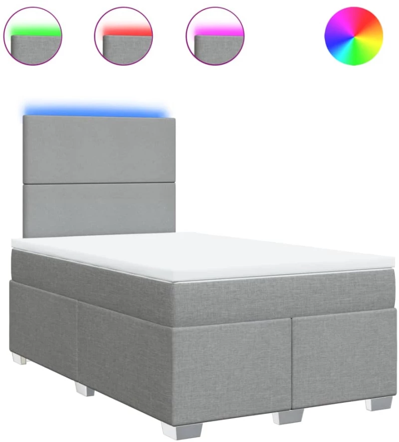 vidaXL Κρεβάτι Boxspring με Στρώμα Ανοιχτό Γκρι 120x190 εκ. Υφασμάτινο
