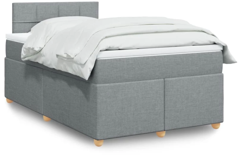 vidaXL Κρεβάτι Boxspring με Στρώμα Ανοιχτό Γκρι 120x190 εκ. Υφασμάτινο