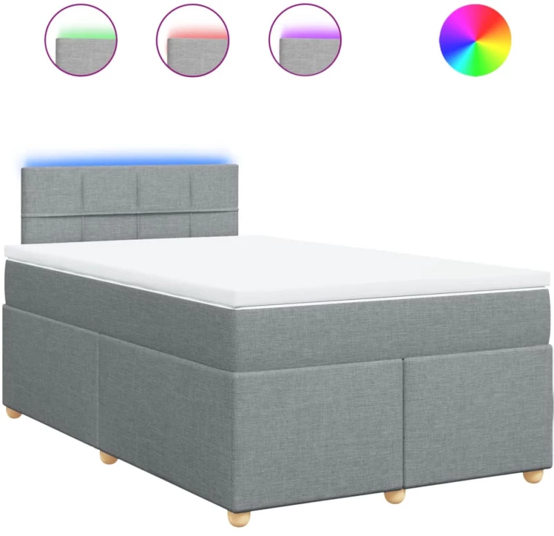 vidaXL Κρεβάτι Boxspring με Στρώμα Ανοιχτό Γκρι 120x190 εκ. Υφασμάτινο