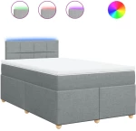 vidaXL Κρεβάτι Boxspring με Στρώμα Ανοιχτό Γκρι 120x190 εκ. Υφασμάτινο