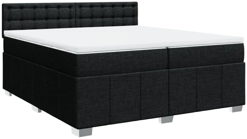 vidaXL Κρεβάτι Boxspring με Στρώμα Μαύρο 200x200 εκ. Υφασμάτινο