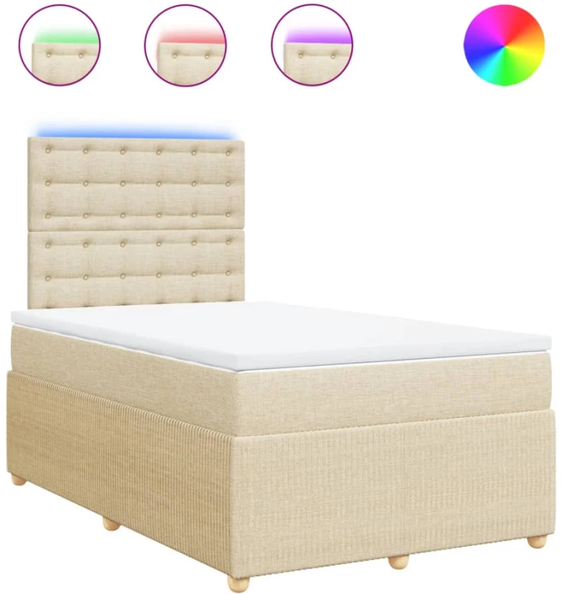 vidaXL Κρεβάτι Boxspring με Στρώμα Κρεμ 120x190 εκ. Υφασμάτινο