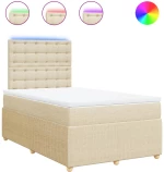 vidaXL Κρεβάτι Boxspring με Στρώμα Κρεμ 120x190 εκ. Υφασμάτινο