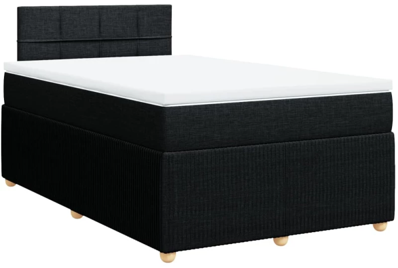 vidaXL Κρεβάτι Boxspring με Στρώμα Μαύρο 120x190 εκ. Υφασμάτινο