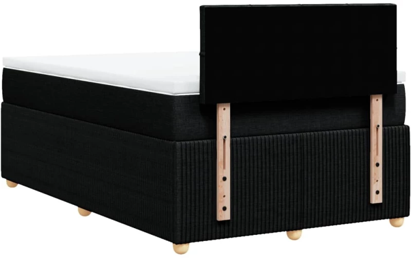 vidaXL Κρεβάτι Boxspring με Στρώμα Μαύρο 120x190 εκ. Υφασμάτινο
