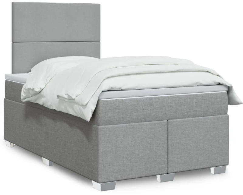 vidaXL Κρεβάτι Boxspring με Στρώμα Ανοιχτό Γκρι 120x190 εκ. Υφασμάτινο