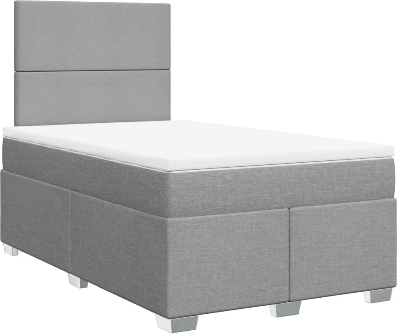 vidaXL Κρεβάτι Boxspring με Στρώμα Ανοιχτό Γκρι 120x190 εκ. Υφασμάτινο