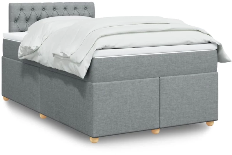 vidaXL Κρεβάτι Boxspring με Στρώμα Ανοιχτό Γκρι 120x190 εκ. Υφασμάτινο