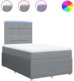 vidaXL Κρεβάτι Boxspring με Στρώμα Ανοιχτό Γκρι 120x190 εκ. Υφασμάτινο