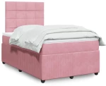 vidaXL Κρεβάτι Boxspring με Στρώμα Ροζ 120x190 εκ. Βελούδινο