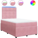 vidaXL Κρεβάτι Boxspring με Στρώμα Ροζ 120x190 εκ. Βελούδινο