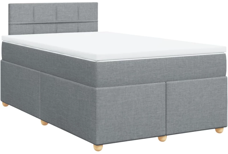 vidaXL Κρεβάτι Boxspring με Στρώμα Ανοιχτό Γκρι 120x190 εκ. Υφασμάτινο