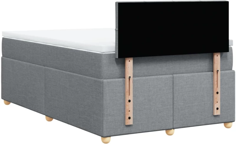 vidaXL Κρεβάτι Boxspring με Στρώμα Ανοιχτό Γκρι 120x190 εκ. Υφασμάτινο