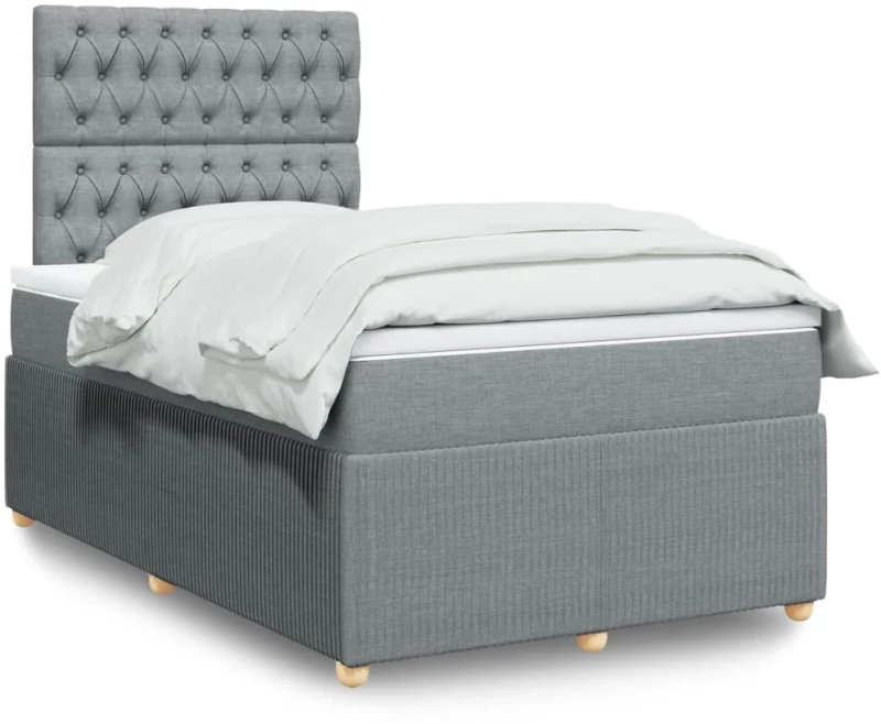 vidaXL Κρεβάτι Boxspring με Στρώμα Ανοιχτό Γκρι 120x190 εκ. Υφασμάτινο