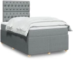 vidaXL Κρεβάτι Boxspring με Στρώμα Ανοιχτό Γκρι 120x190 εκ. Υφασμάτινο