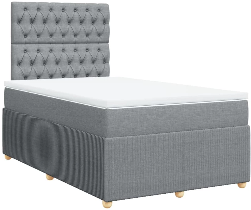 vidaXL Κρεβάτι Boxspring με Στρώμα Ανοιχτό Γκρι 120x190 εκ. Υφασμάτινο