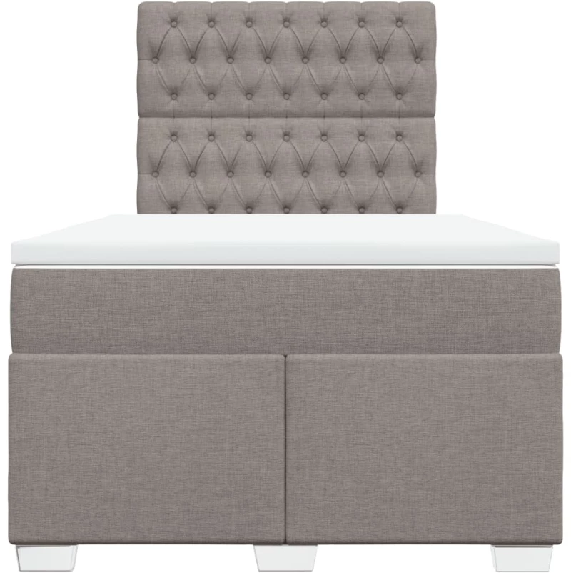 vidaXL Κρεβάτι Boxspring με Στρώμα Taupe 120x190 εκ. Υφασμάτινο