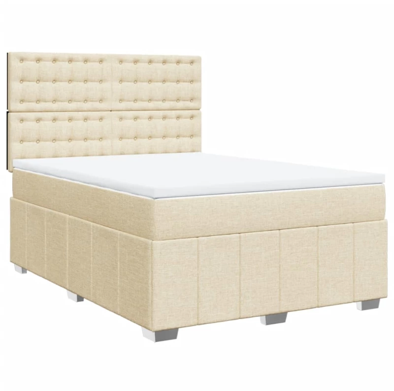 vidaXL Κρεβάτι Boxspring με Στρώμα Κρεμ 140x200 εκ. Υφασμάτινο