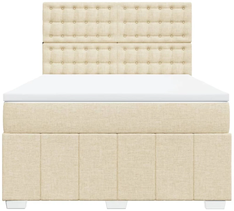 vidaXL Κρεβάτι Boxspring με Στρώμα Κρεμ 140x200 εκ. Υφασμάτινο