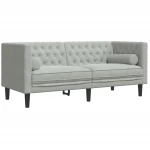 vidaXL Καναπές Διθέσιος Chesterfield με Στηρίγματα Αν. Γκρι Βελούδο