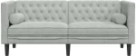 vidaXL Καναπές Διθέσιος Chesterfield με Στηρίγματα Αν. Γκρι Βελούδο