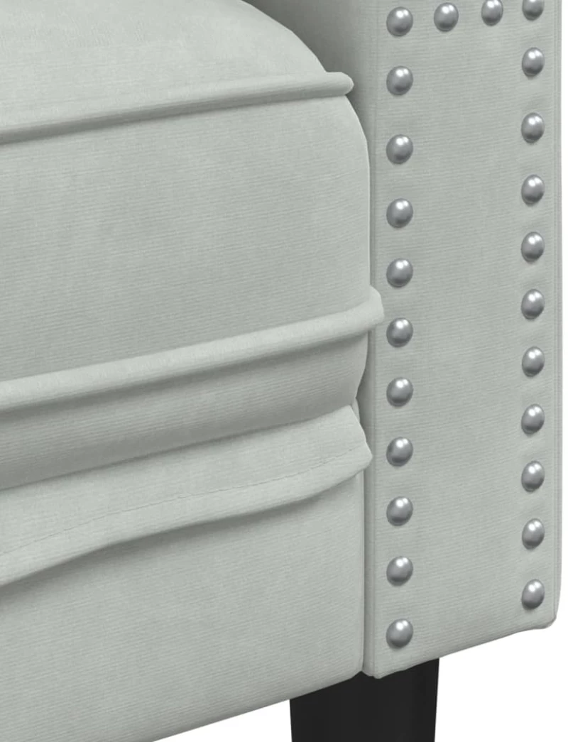 vidaXL Καναπές Διθέσιος Chesterfield με Στηρίγματα Αν. Γκρι Βελούδο