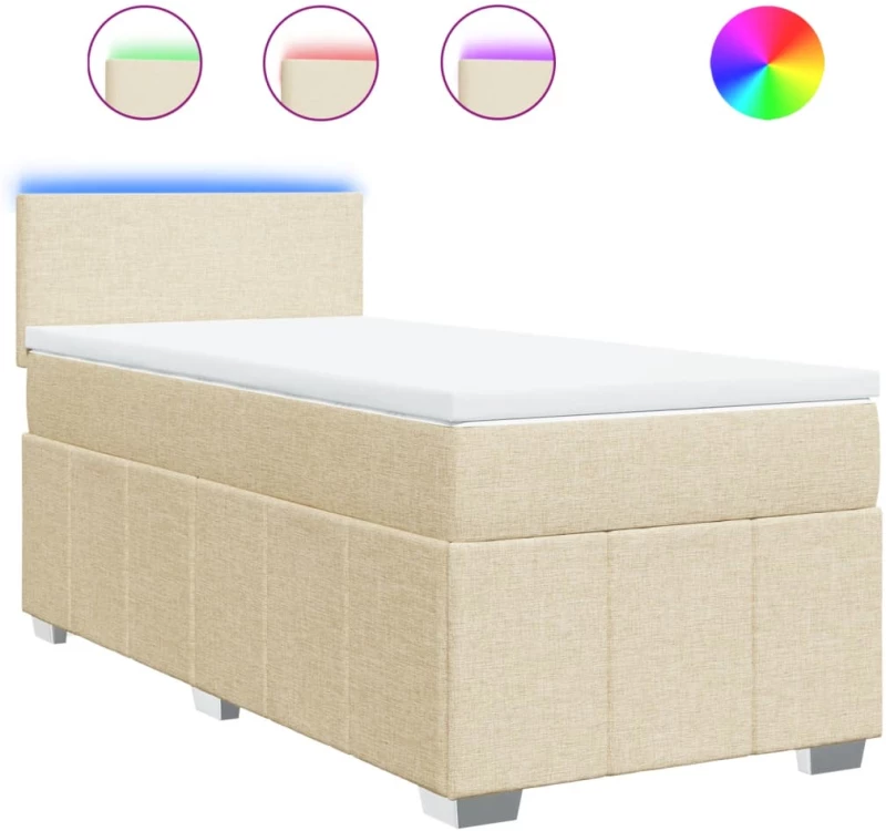 vidaXL Κρεβάτι Boxspring με Στρώμα Κρεμ 80 x 200 εκ. Υφασμάτινο