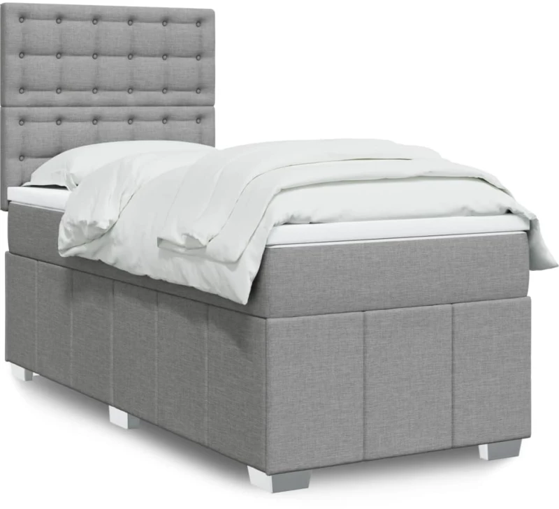 vidaXL Κρεβάτι Boxspring με Στρώμα Ανοιχτό Γκρι 80x200 εκ. Υφασμάτινο