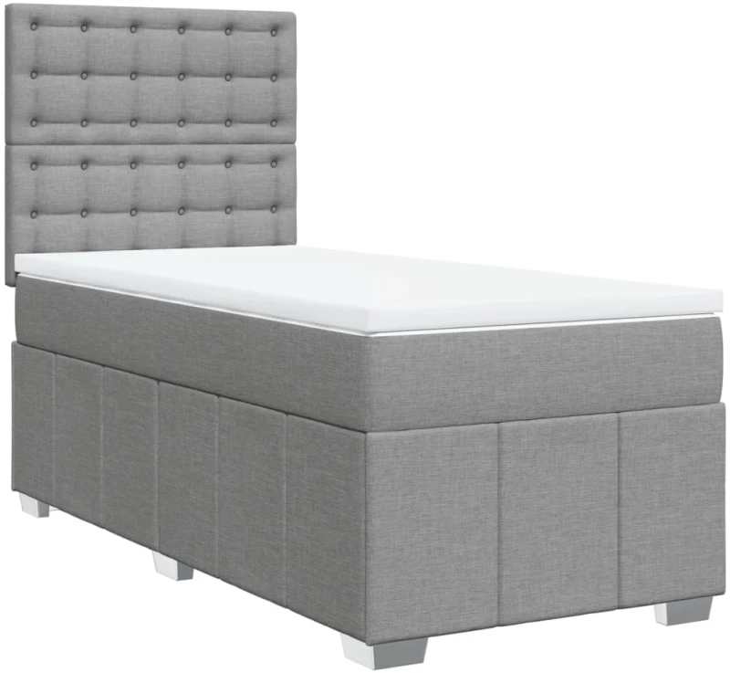 vidaXL Κρεβάτι Boxspring με Στρώμα Ανοιχτό Γκρι 80x200 εκ. Υφασμάτινο