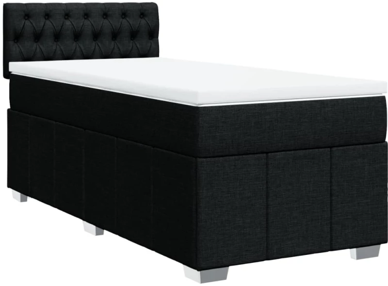 vidaXL Κρεβάτι Boxspring με Στρώμα Μαύρο 100 x 200 εκ. Υφασμάτινο