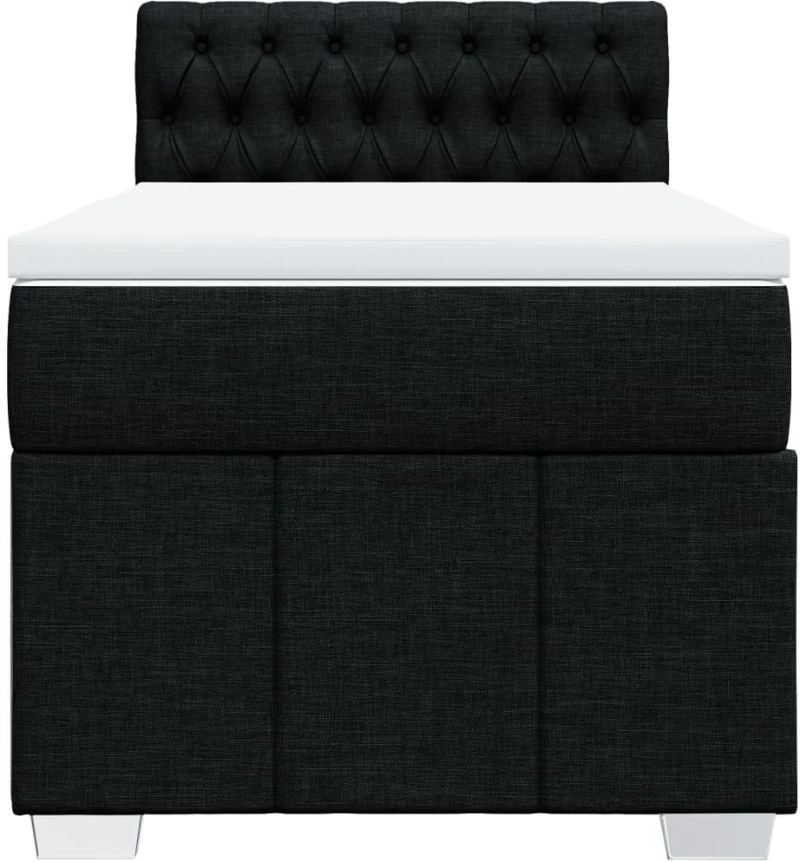 vidaXL Κρεβάτι Boxspring με Στρώμα Μαύρο 100 x 200 εκ. Υφασμάτινο