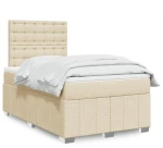 vidaXL Κρεβάτι Boxspring με Στρώμα Κρεμ 120x190 εκ. Υφασμάτινο
