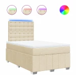 vidaXL Κρεβάτι Boxspring με Στρώμα Κρεμ 120x190 εκ. Υφασμάτινο